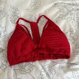 Red Textured Sports Bra